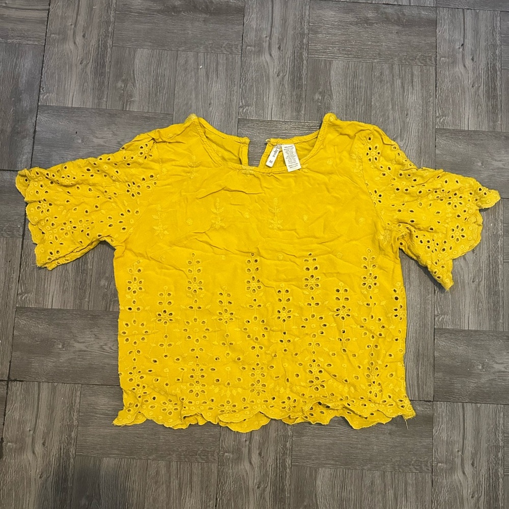 Japna Mustard Eyelet Women's Top